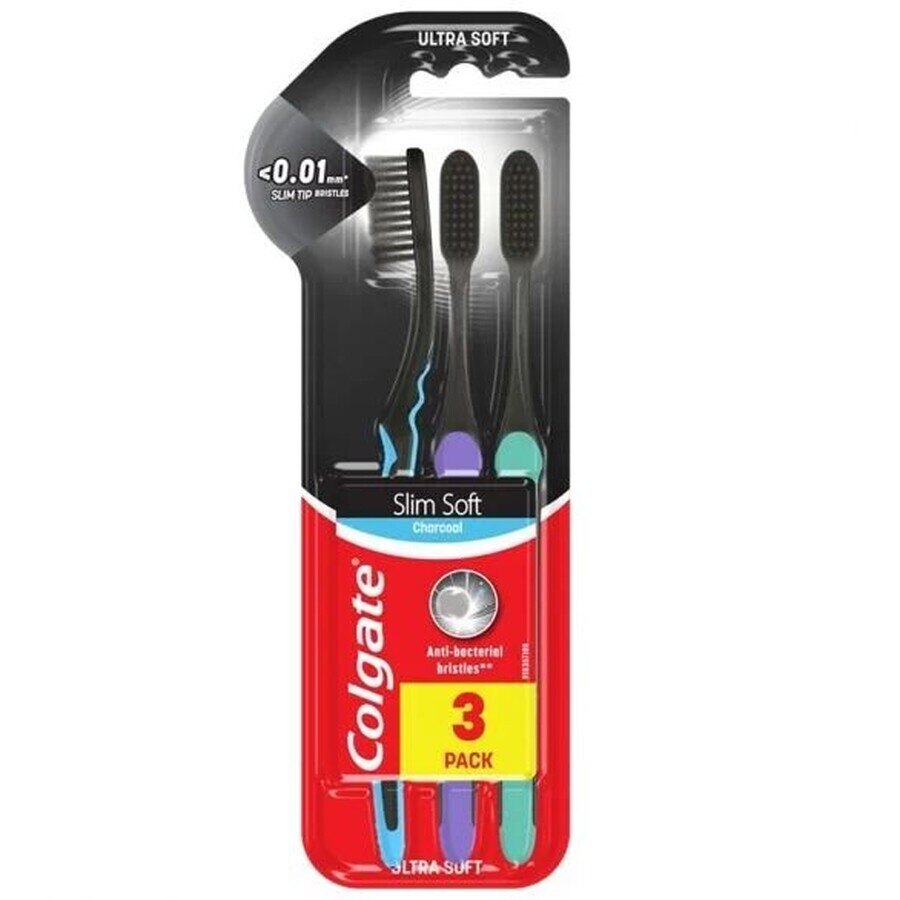 Zahnbürste Colgate Slim Soft Charcoal trio 3 Stück