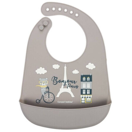 Canpol Babies Bonjour Paris Silikon Lätzchen mit Tasche beige