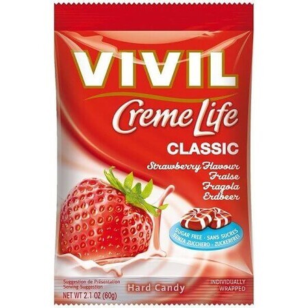 Vivil Bonbons Bonbons Creme Life Classic Strawberry Cream Flavored Strawberry Cream Flavored Sugar Free Drops 110 g