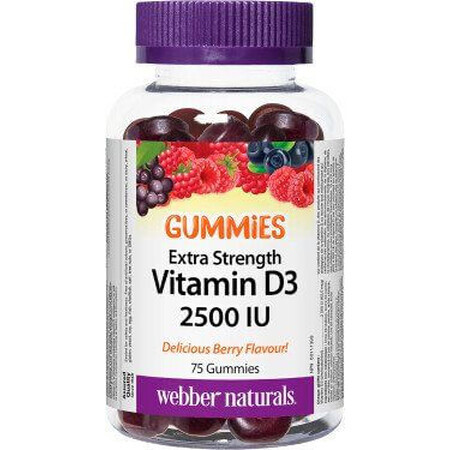 Webber Naturals Vitamine D3 2500 IU GUMMIES, baies 75 pièces