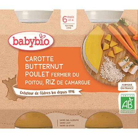 Babybio Menü Karotten mit Butternusskürbis, Huhn und Reis 2 x 200 g