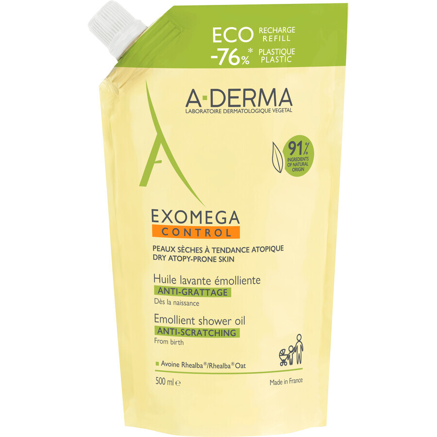 A-Derma Exomega Exomega Control Einweichendes Duschöl - ECO Recycelbar Refill 500 ml