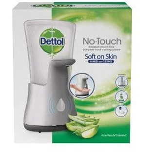 Dettol Dozator de săpun fără atingere + rezervă de Aloe Vera și vitamina E 250 ml