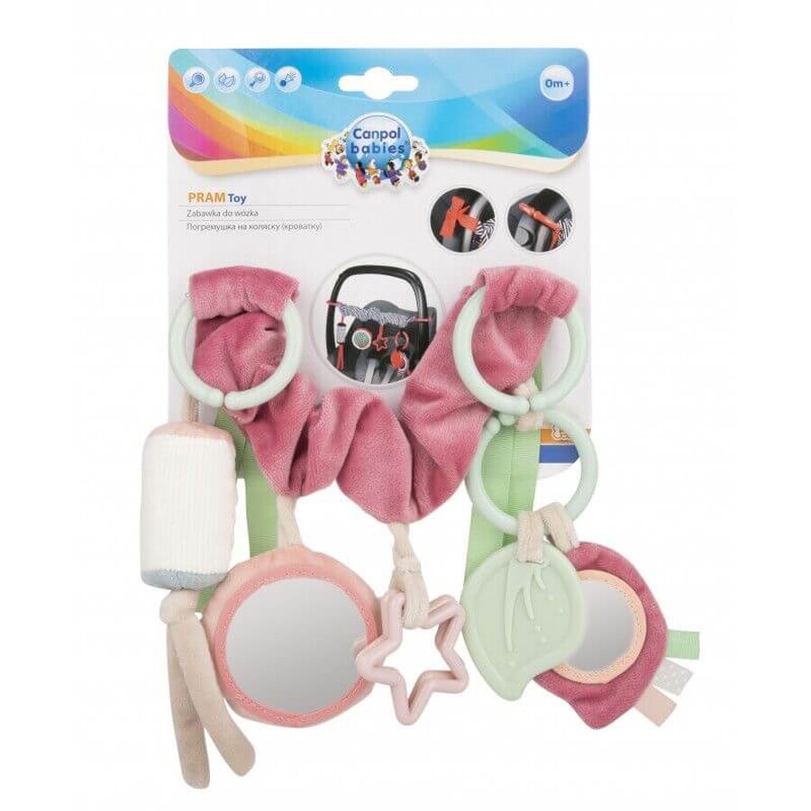 Canpol babies Hängender Kinderwagen/Autositz Spielzeug Pastell Freunde rosa