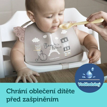 Canpol babies Bonjour Paris Silicone bib with blue pocket