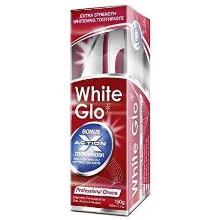 Pastă de dinți profesională White Glo + periuță de dinți și periuță interdentară gratuite 150 g