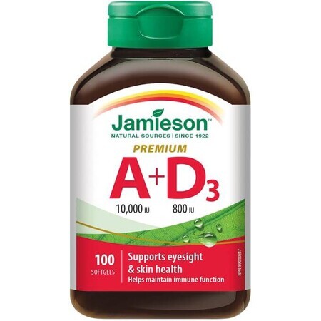 Jamieson Vitamine A en D Premium 10000 IE / 800 IE 100 capsules