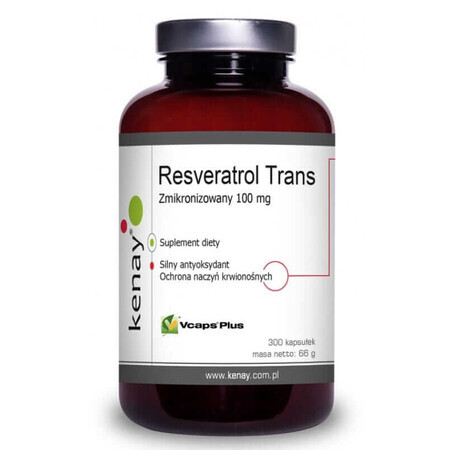 Resveratrol trans - micronizado 100 mg (300 cápsulas), Kenay