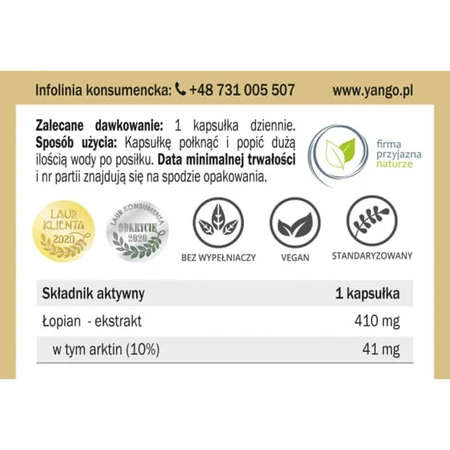 Rădăcină de brusture (10% arctină) 90 caps Yango