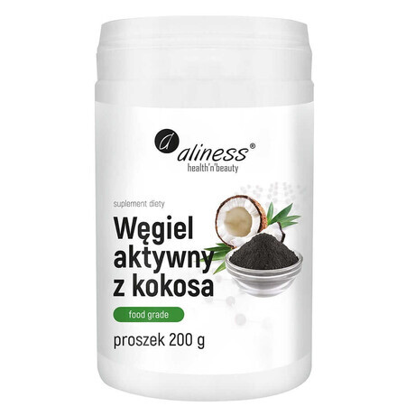 Coconut powder activated charcoal 200 g Aliness