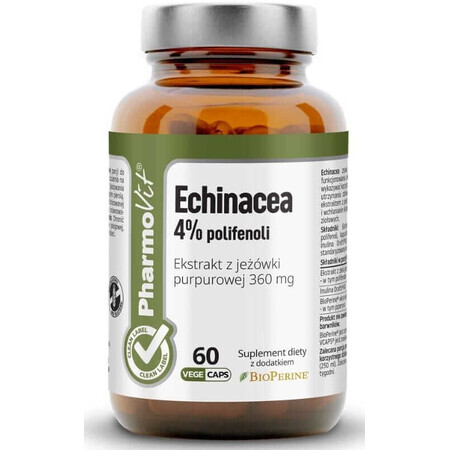 Echinacea 4% Polyphenole Veilchenblütenextrakt 360 mg (60 Kapseln) Pharmovit Clean Label