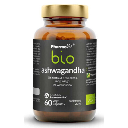 Bio Ashwagandha Indian ginseng extract 60 vegetarian capsules, Pharmovit