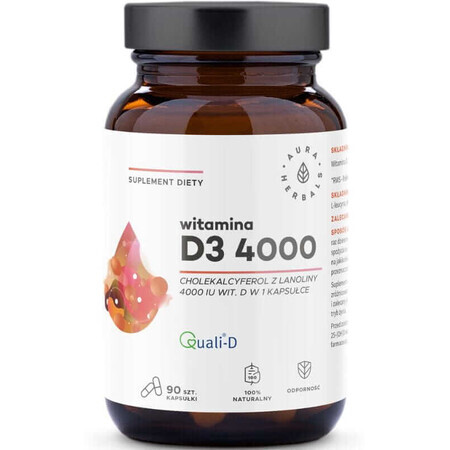 Vitamin D3 4000 IU 90 capsules Aura Herbals