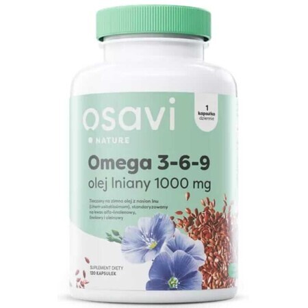 Osavi Omega 3-6-9 Aceite de semilla de lino 1000 mg, 120 cápsulas blandas