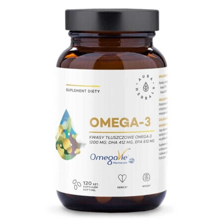 Omega-3 1200mg, 120 Softgel-Kapseln Aura Herbals