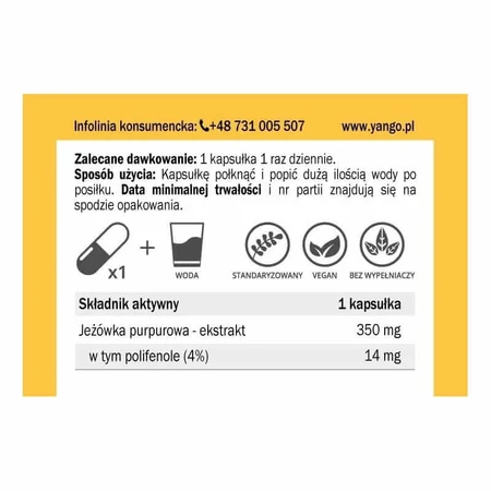 Echinacea-extract 350 mg, paarse zonnehoed 60 capsules YANGO