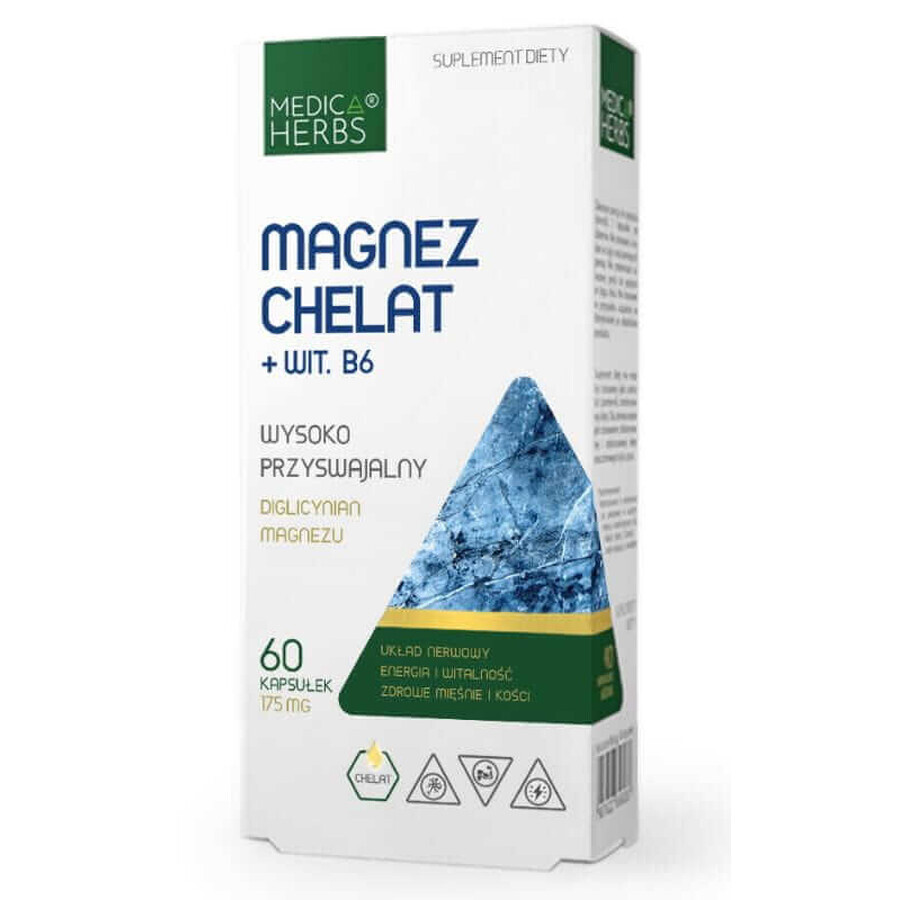 Magnesio quelado + vitamina B6 60 cápsulas Medica Herbs