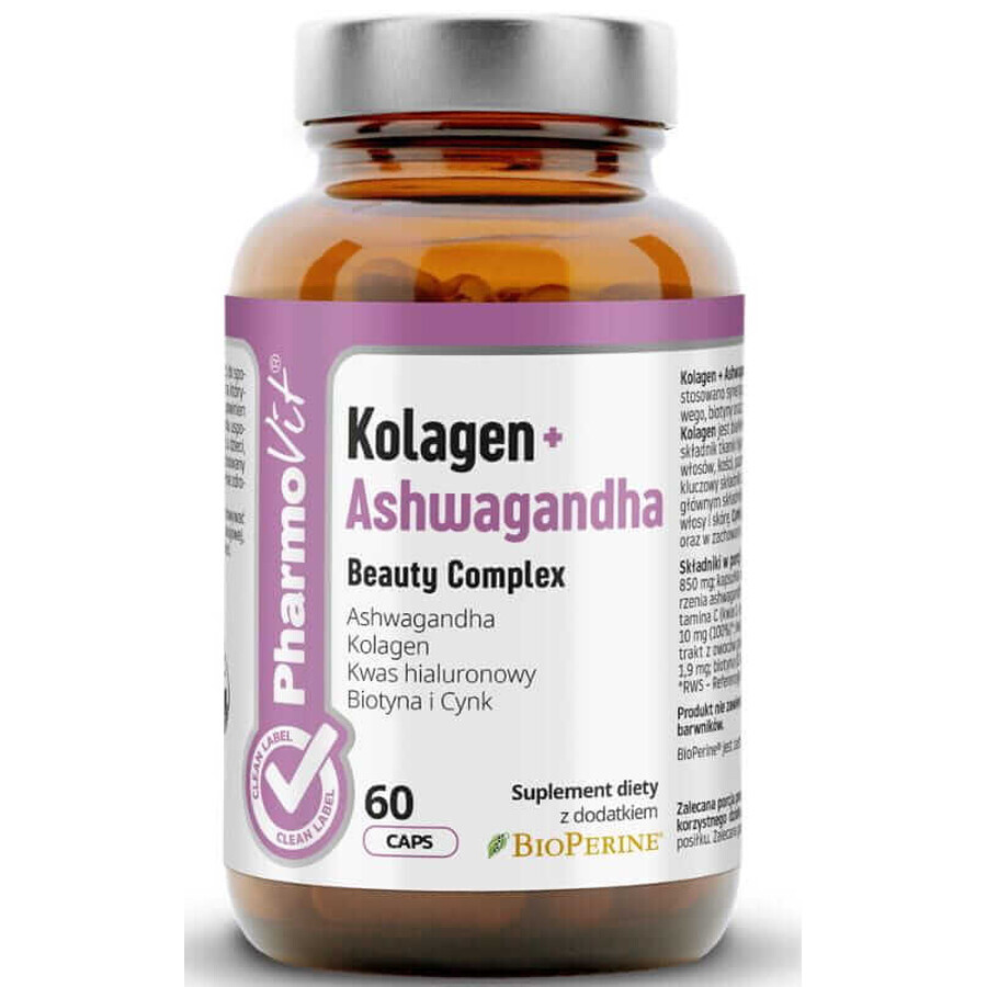 Kollagen + Ashwagandha Schönheitskomplex 60 Kapseln PharmoVit Clean Label