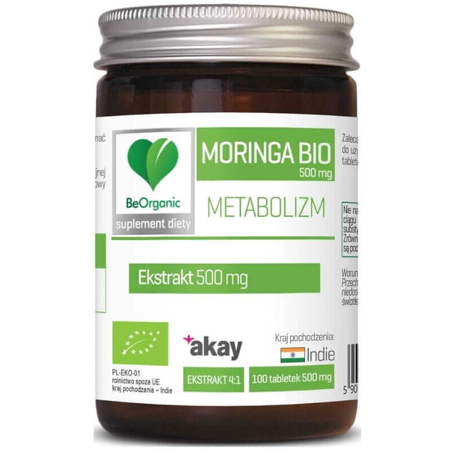 BeOrganic Moringa extract BIO 500mg (100 tablets)