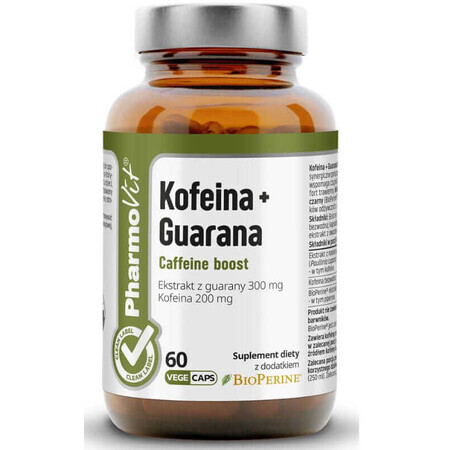 Koffein + Guarana Koffeinverstärkung 60 Kapseln PharmoVit Clean Label