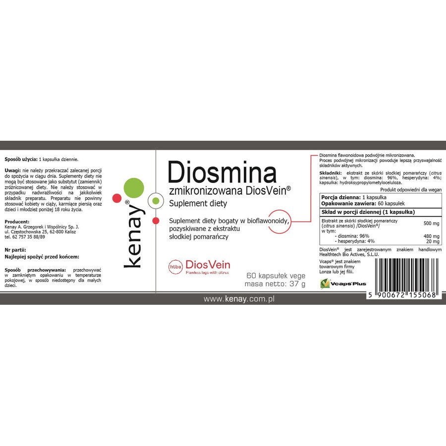 Diosmine micronisée (Diosvein) 60 gélules Kenay