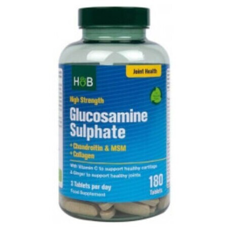 Hochwirksames Glucosaminsulfat + Chondroitin & MSM + Kollagen 180 Tabletten Holland & Barrett