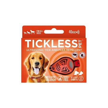 TICKLESS PET ORANGE Dispositif à ultrasons de protection contre les tiques pour les animaux de compagnie