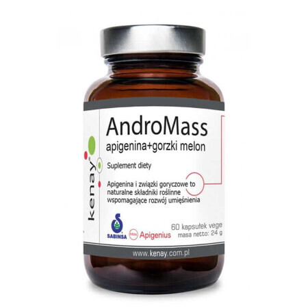 AndroMass extrem botanic SARM / Apigenina + Melón amargo, 60 cápsulas Kenay