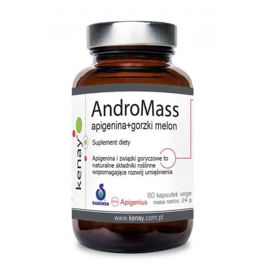 AndroMass extrem botanic SARM / Apigenina + Melón amargo, 60 cápsulas Kenay