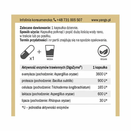 Enzima digestivo Digezyme 60 capsule, Yango