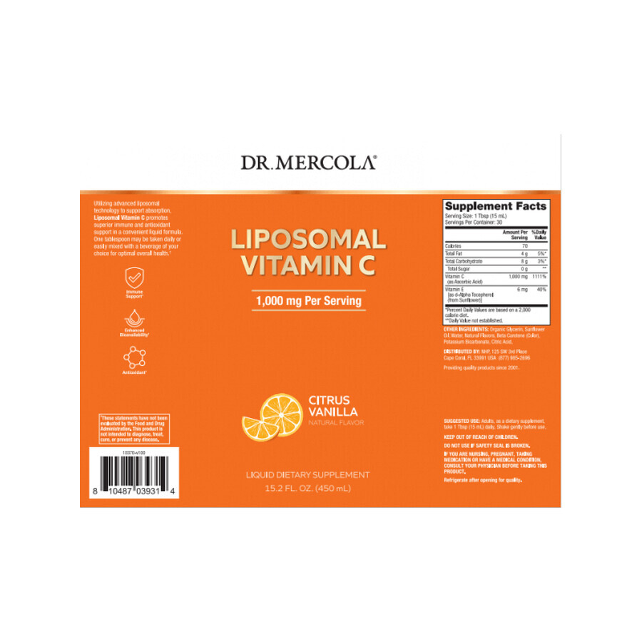 Liposomales Vitamin C 1000 mg 450 ml Dr. Mercola