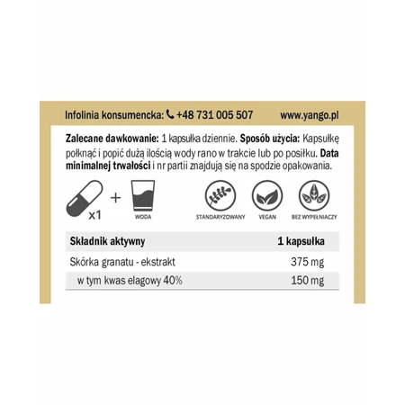 Granaatappelschors extract 50:1 ( 40% ellaginezuur ) 90 capsules YANGO