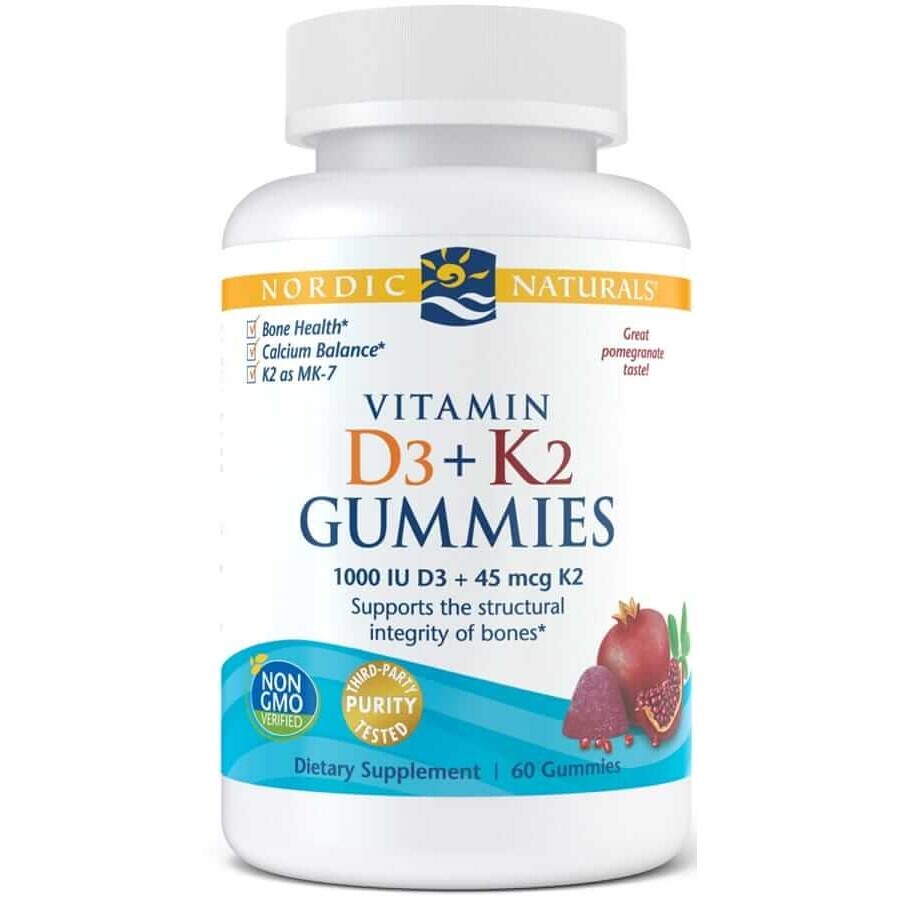 Nordic Naturals, Vitamin D3+K2 Gummibärchen 60 Kapseln mit Granatapfelgeschmack