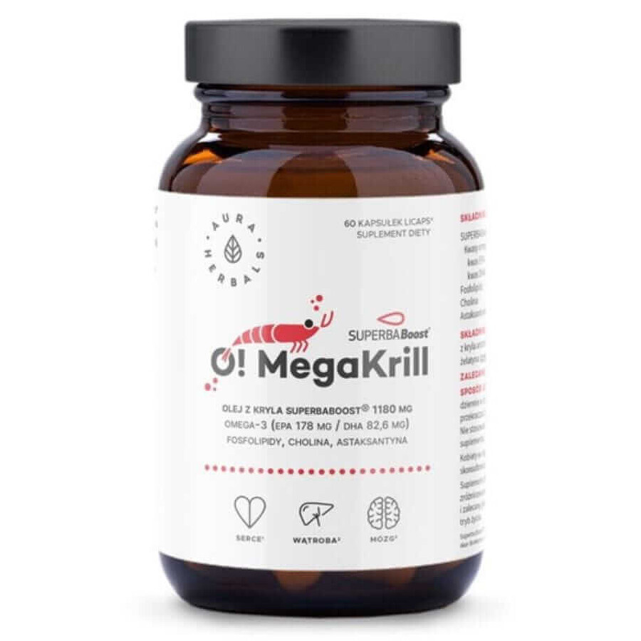 O ! MegaKrill 1180mg, 60 capsules Aura Herbals