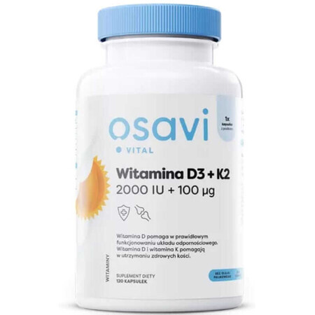 Osavi Vitamin D3 2000IU + K2 100mcg - 120 Weichkapseln