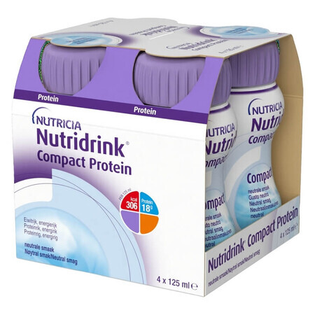 Nutridrink protéine compacte au goût neutre, 4 x 125 g, Nutricia