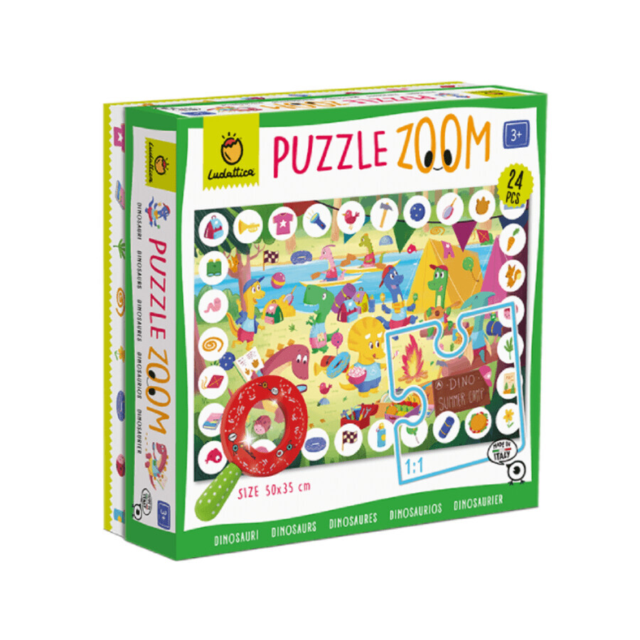 Kinder Puzzle Zoom - Dinosaurier, 3 Jahre+, 24 Teile, Ludattica