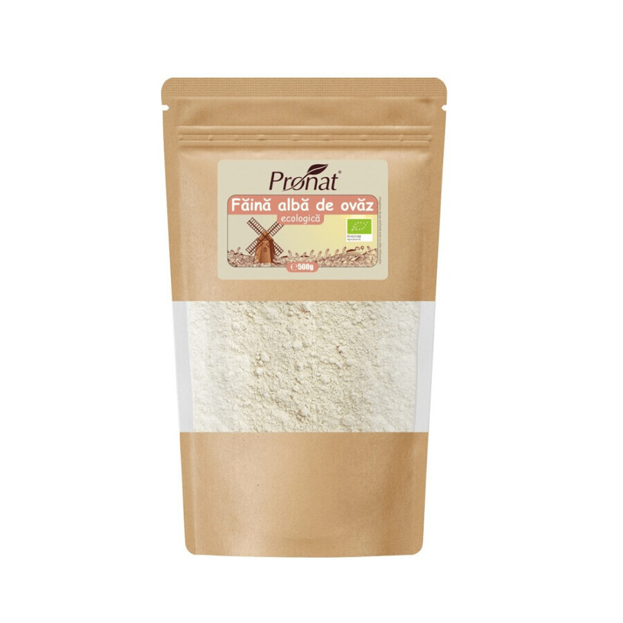 Harina de avena blanca ecológica, 500 g, Pronat