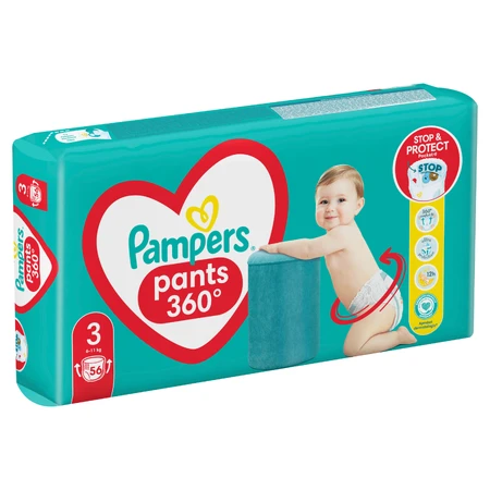 Scutece-chiloțel Maxi Pack Pants Stop & Protect, 6-11 kg, Nr. 3, 56 bucăți, Pampers 