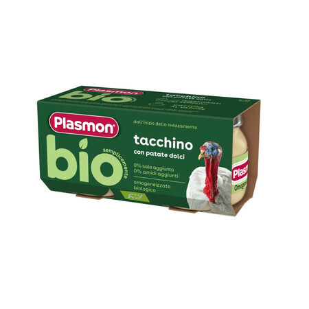 Biologische kalkoen- en aardappelpuree, 2 x 80g, Plasmon