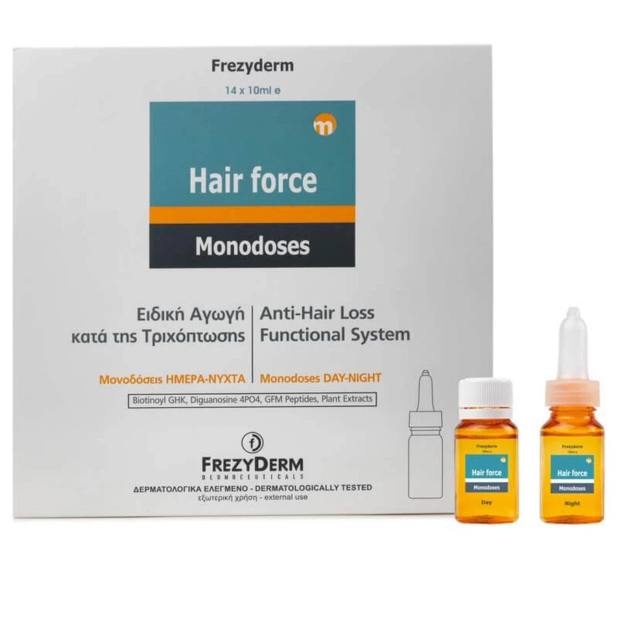 Trattamento contro la caduta dei capelli Hair Force, 14 dosi singole x 10 ml, Frezyderm