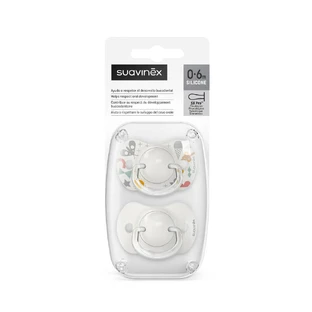 Silikon-Schnuller SX Pro A Walk In The Park, 0-6 Monate, Grau, 2 Stück, Suavinex