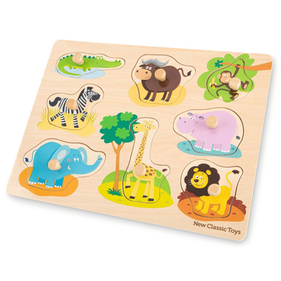 Puzzle in legno per bambini Safari, 2 anni+, 9 pezzi, New Classic Toys