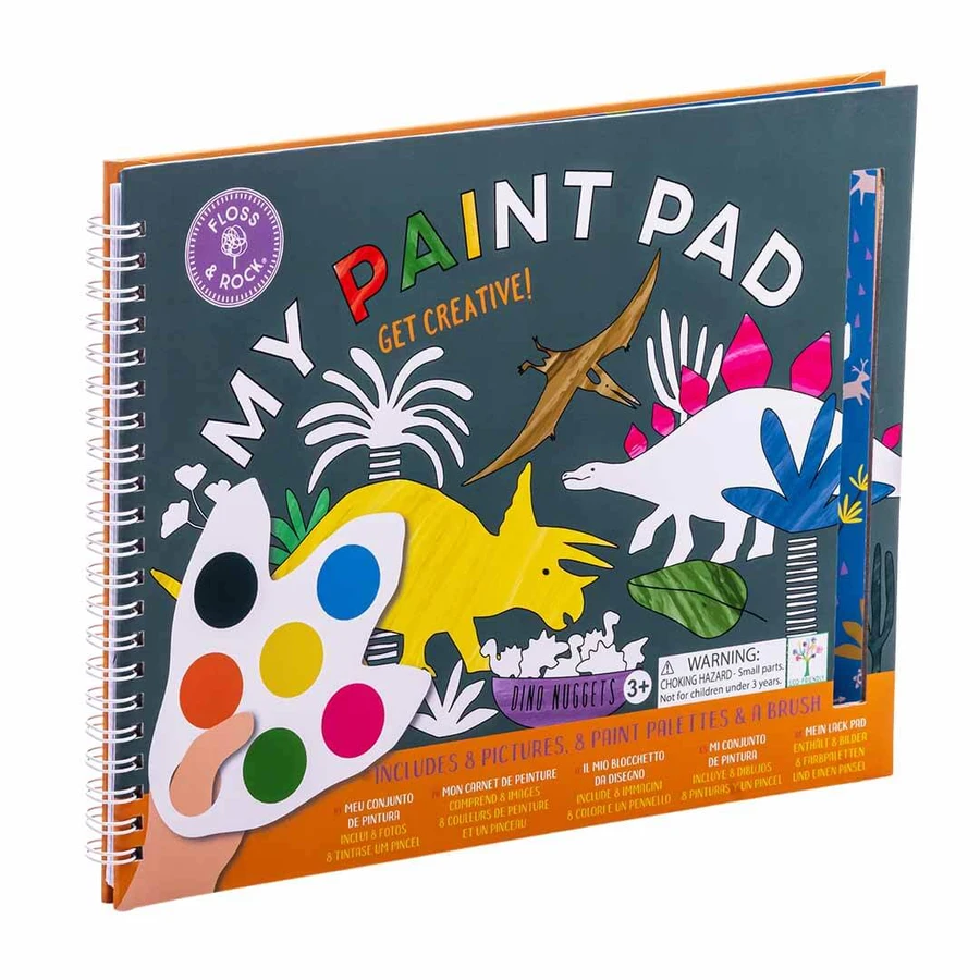 My Paint Pad Dino watercolor coloring book, 3 years+, Floss & Rock