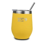 Insulated mug with straw, yellow, 360 ml, Nava