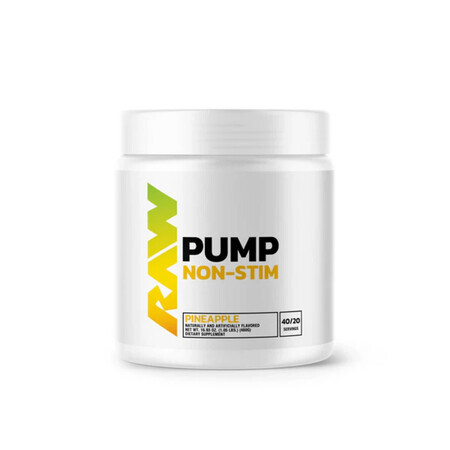 Pre Workout Pump Non Stim, 480 g, Pineapple, Raw Nutrition