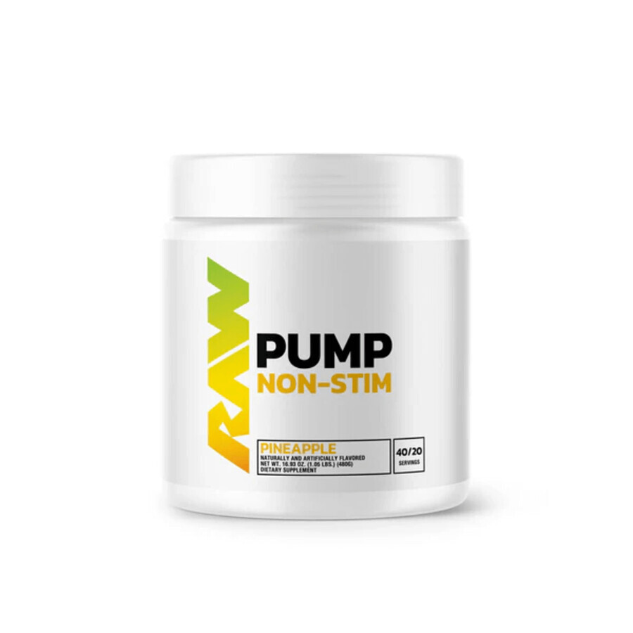 Pre Workout Pump Non Stim, 480 g, Pineapple, Raw Nutrition