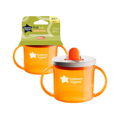 First Cup Mug, +4 months, Orange, 190 ml, Tommee Tippee