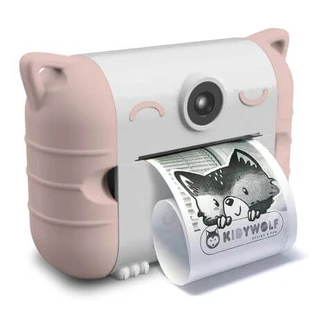 KidyPrint, Pfirsich, Kidywolf Digitalkamera mit Thermodruckfunktion für Kinder