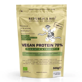 Veganes Bio-Eiweißpulver 70% mit Vanillegeschmack, 500 g, Republia Bio